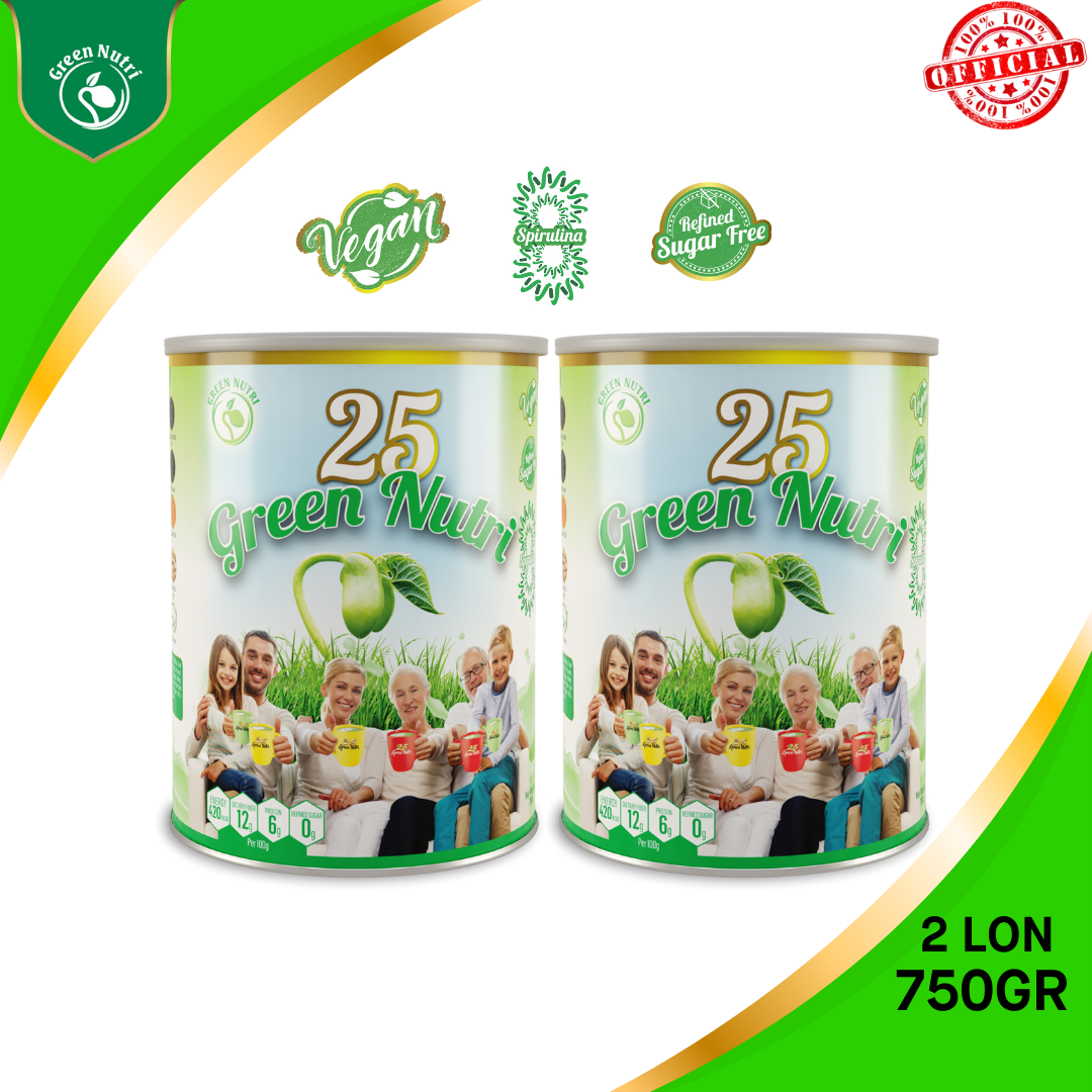 2 LON Bột Ngũ Cốc 25 Green Nutri - Dạng Lon 750gr