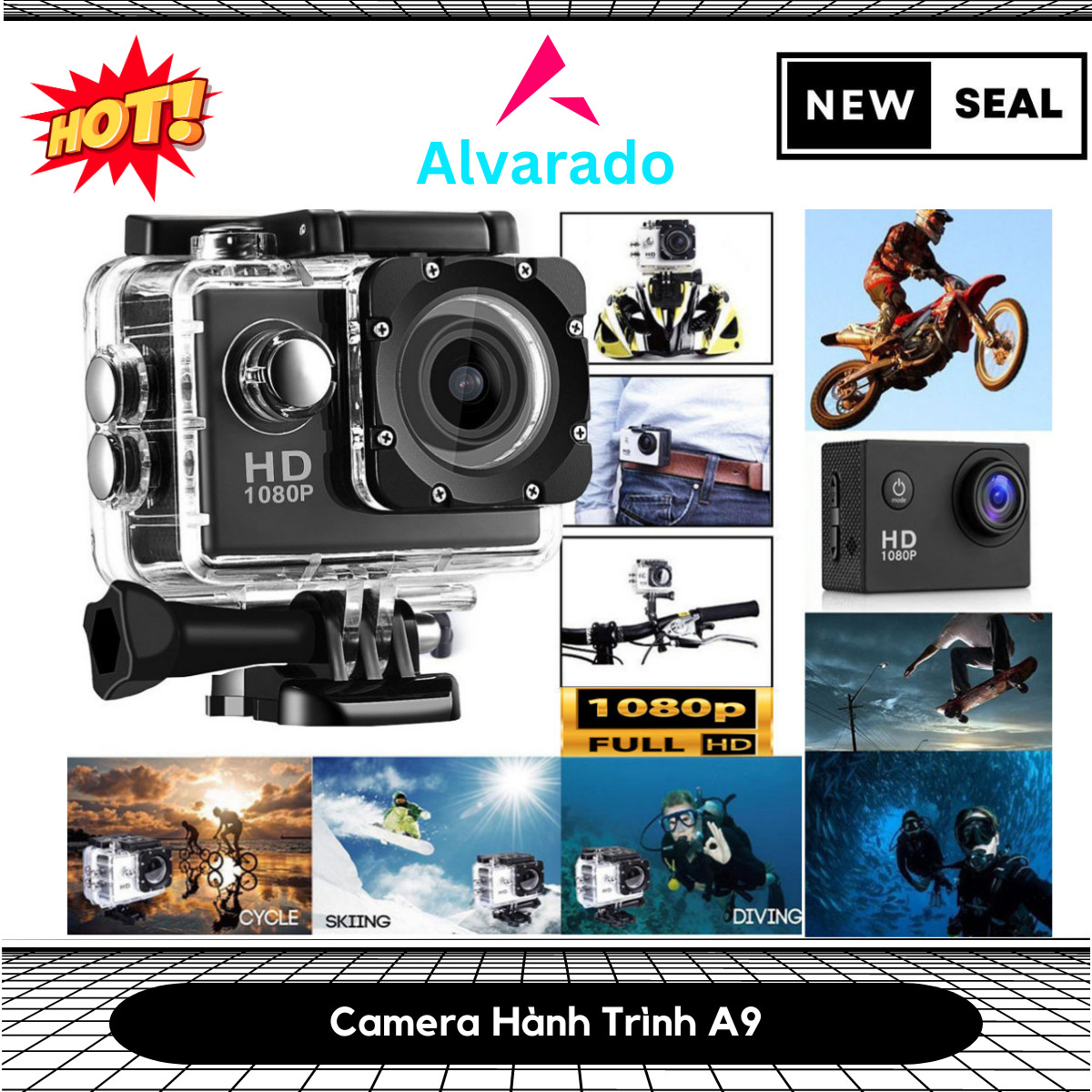 Camera Hành Trình A9 FULL HD 1080P , Độ phân giải 4K ULTRA HD , Pin 900mAh