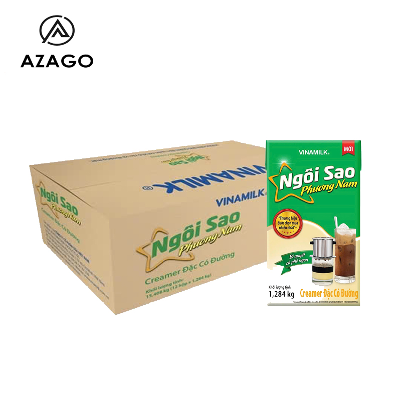Thùng 12 hộp Sữa đặc có đường Ngôi Sao Phương Nam Xanh lá 1284g - AZAGO