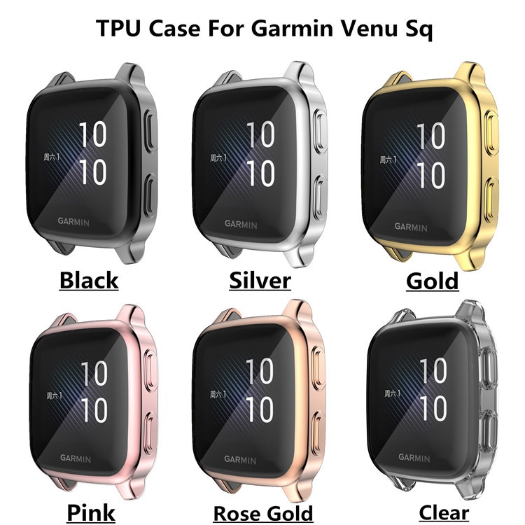 ☸ Pokrowiec ochronny do Garmin Venu SQ Smart Watch poszycie TPU miękkie etui pełna ochrona ekranu obudowa do obudowy Garmin Venu Sq