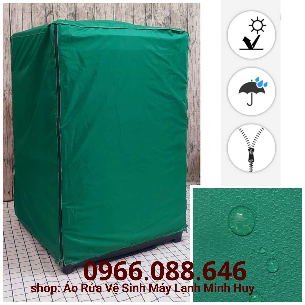 Áo trùm bảo vệ máy giặt cao cấp vải dù - bọc trùm bọc máy giặt cửa ngang, lồng ngang - không thấm nước