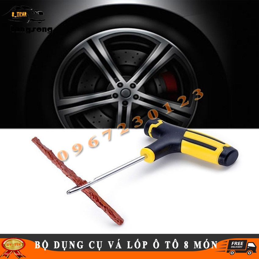 Bộ dụng cụ vá lốp không săm xe máy vá xe ô tô 8 món