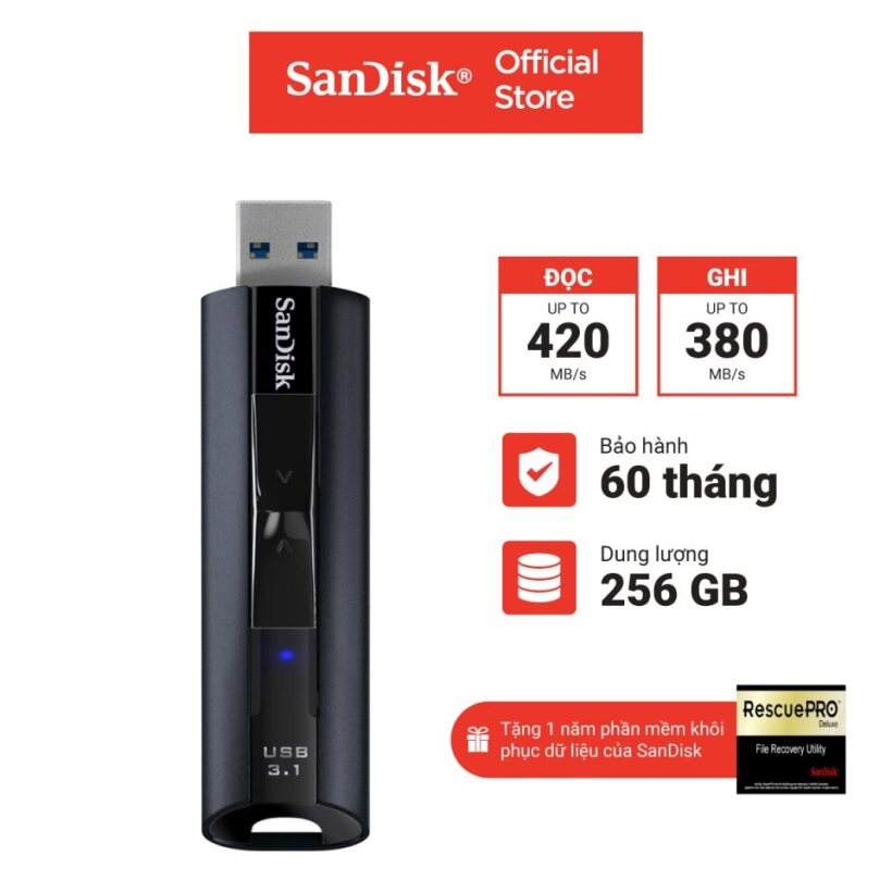 USB 3.2 SanDisk Extreme Pro CZ880 128GB - 256GB 420MB/s
