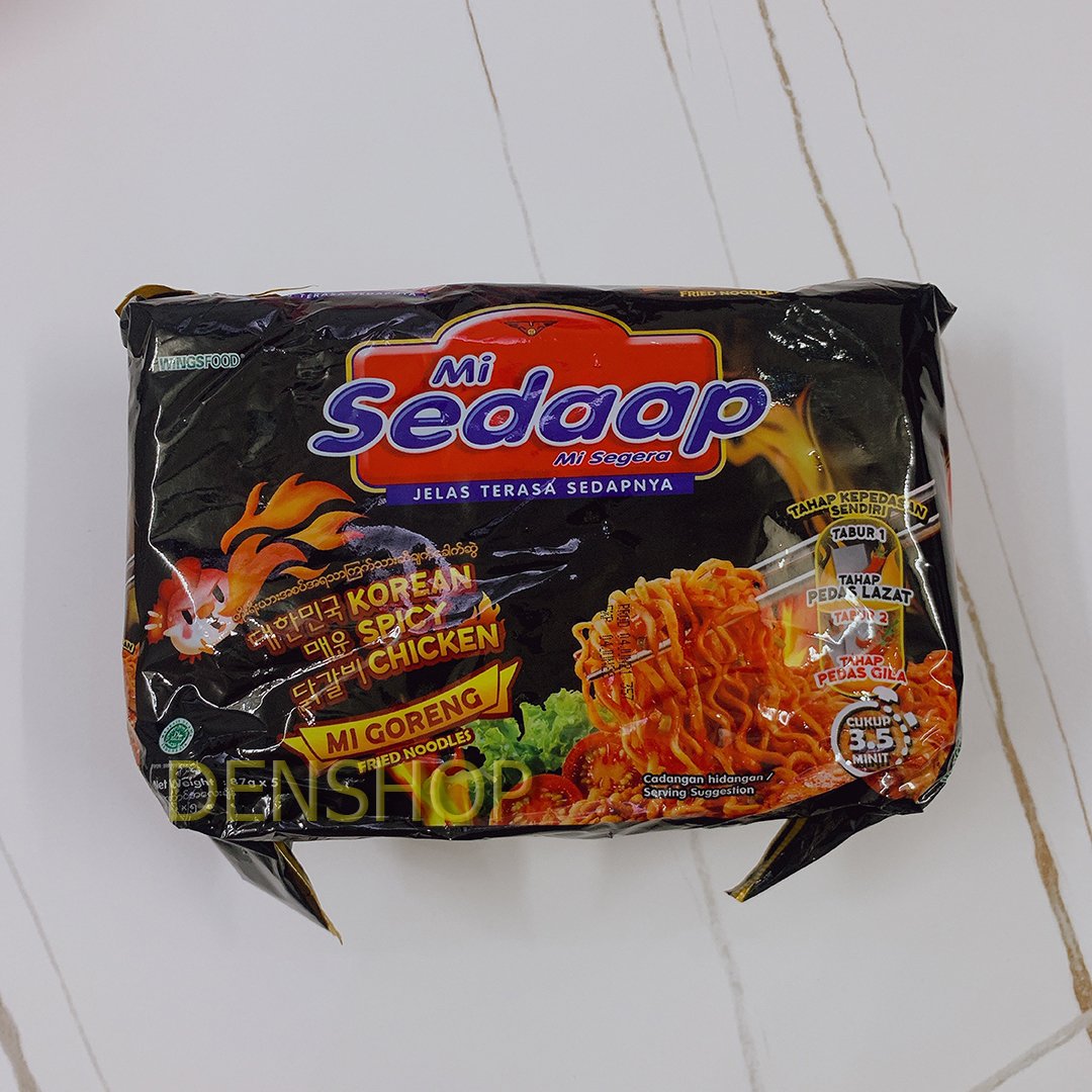 Mì trộn Sedaap Indo Siêu Ngon, mì ăn liền vị gà cay Hàn Quốc - 1 lốc 5 gói