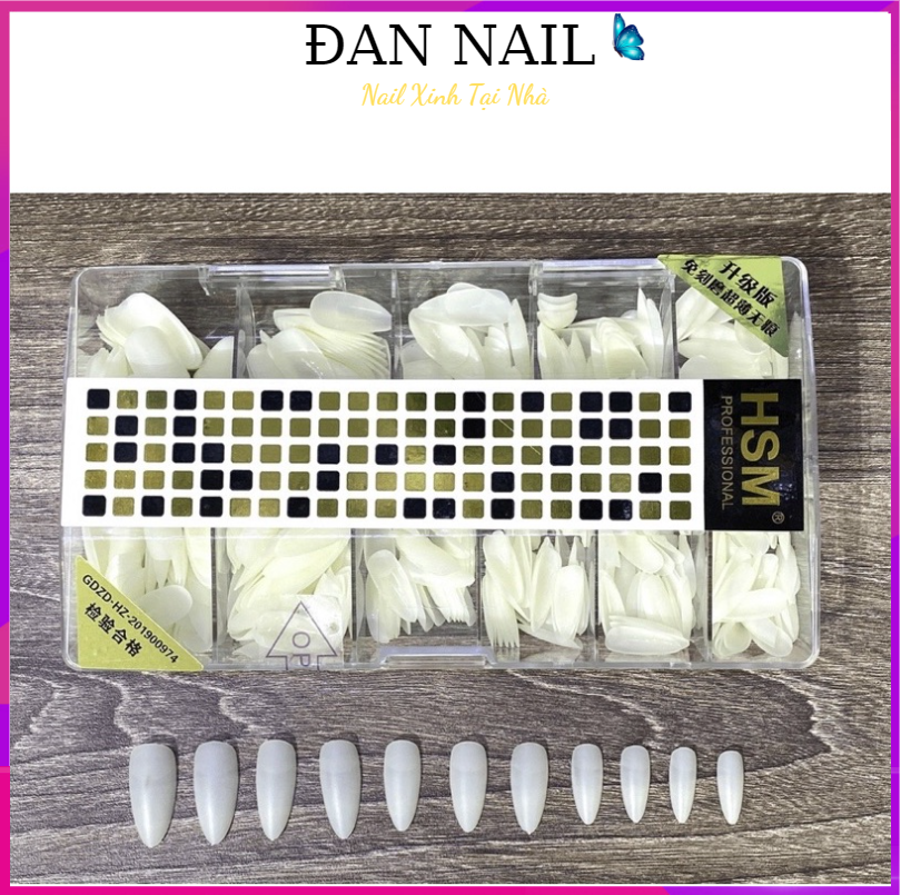 Móng úp HSM nhám form bầu nhọn ôm form không cần mài dũa - Phụ kiện nail giá rẻ uy tín
