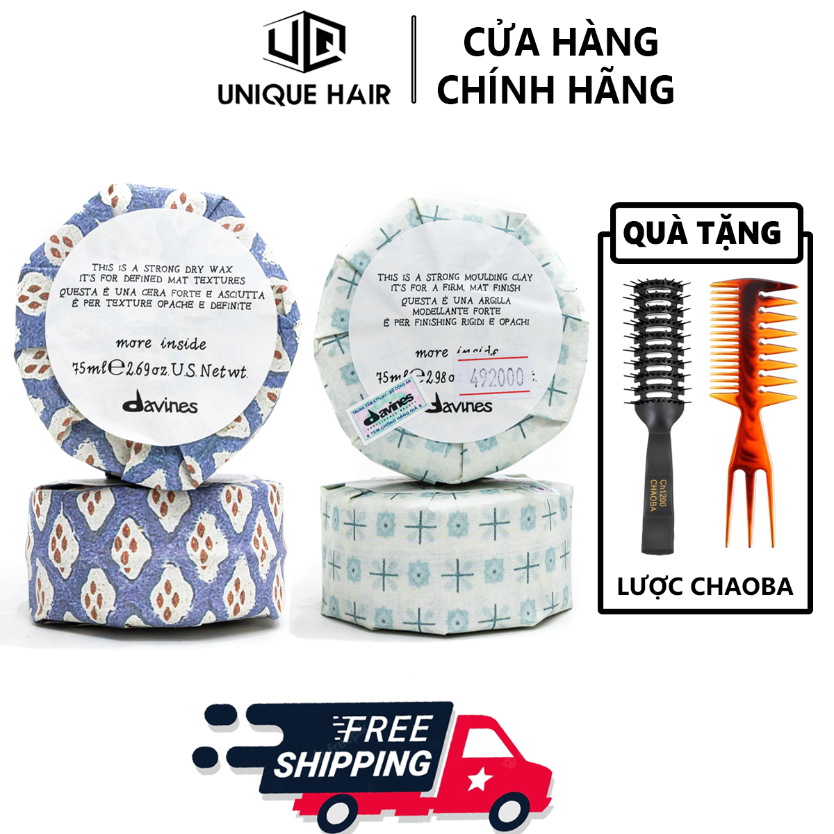 Sáp davines strong moulding clay 75ml - new 2024 + quà tặng