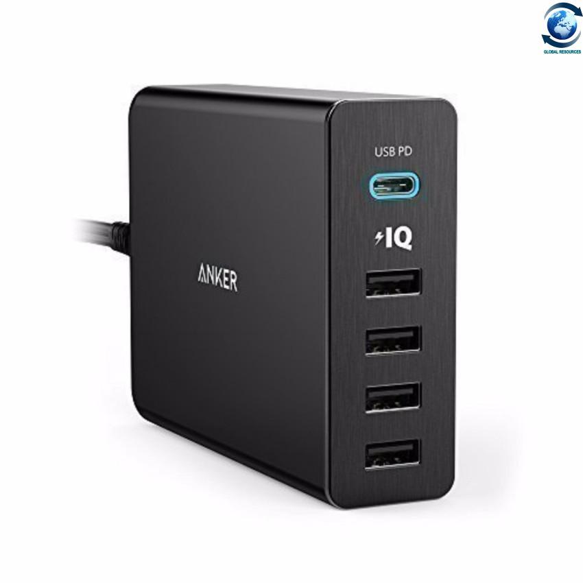 Sạc anker powerport+ 5 cổng 60w với cổng usb-c power delivery