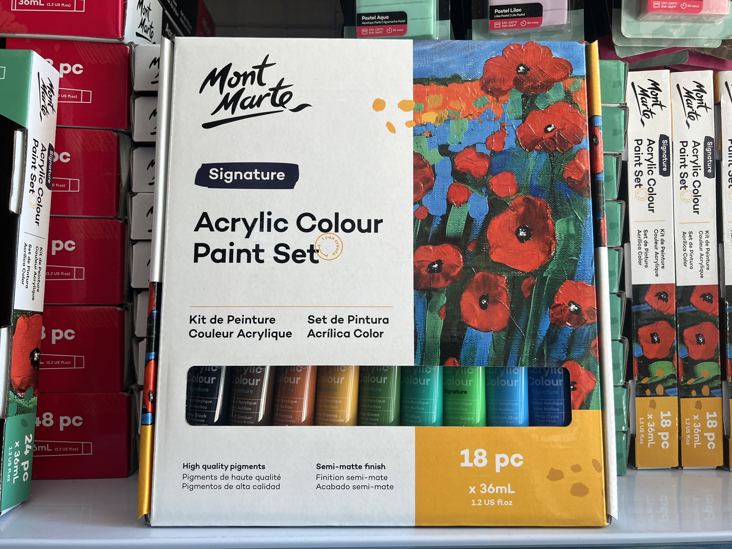 Bộ màu vẽ acrylic 18 màu, tuýp 36ml, mont marte
