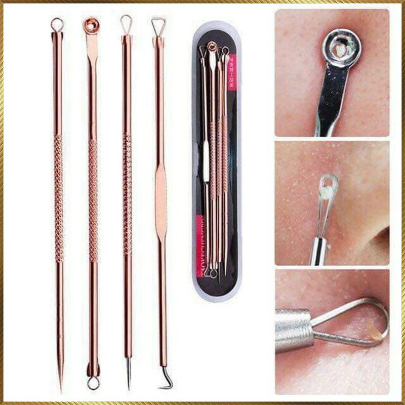 Bộ nặn mụn 4 cây chuyên nghiệp dụng cụ nặn mụn đồ nặn mụn màu vàng