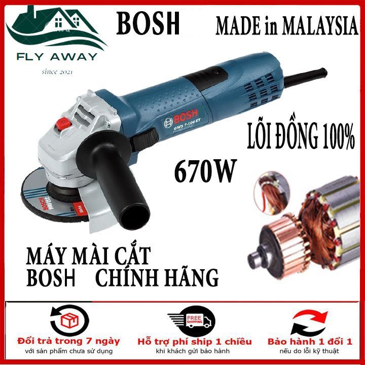 Máy mài bosh gws6 -100 670w, máy mài góc, máy cắt cầm tay, lõi đồng nguyên chất