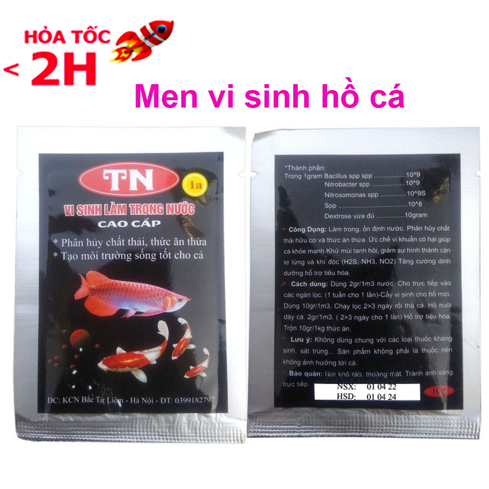 Men Vi Sinh Hồ Cá TN1A 4IN1 cao cấp: trong nước, khử tanh, phân hủy chất thải, thức ăn thừa, hỗ trợ tiêu hóa cho cá (10gr)