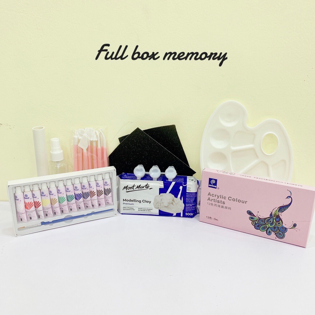 Full Box Đất Sét Tự Khô Mont Marte 500G đầy đủ dụng cụ (Air Hardening Modelling Clay)