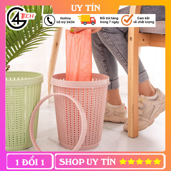(Tặng Kèm 5 cuộn Túi Đựng Rác) Thùng Rác Thông Minh -Thùng Rác Đa năng - Nhựa Tròn - (Tặng Kèm 5 cuộn Túi Đựng Rác) - Màu Rất Đẹp Làm Sọt Rác Văn Phòng, Khách Sạn, Đựng Rác Gia Đình