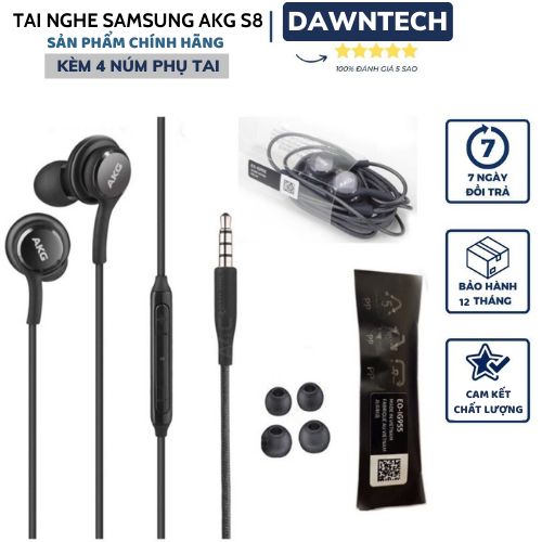 Tai nghe AKG samsung S8 Chính Hãng kèm 4 nút tai phụ chân cắm 3.5mm sử dụng được cho các dòng điện thoại cổng cắm tương thích