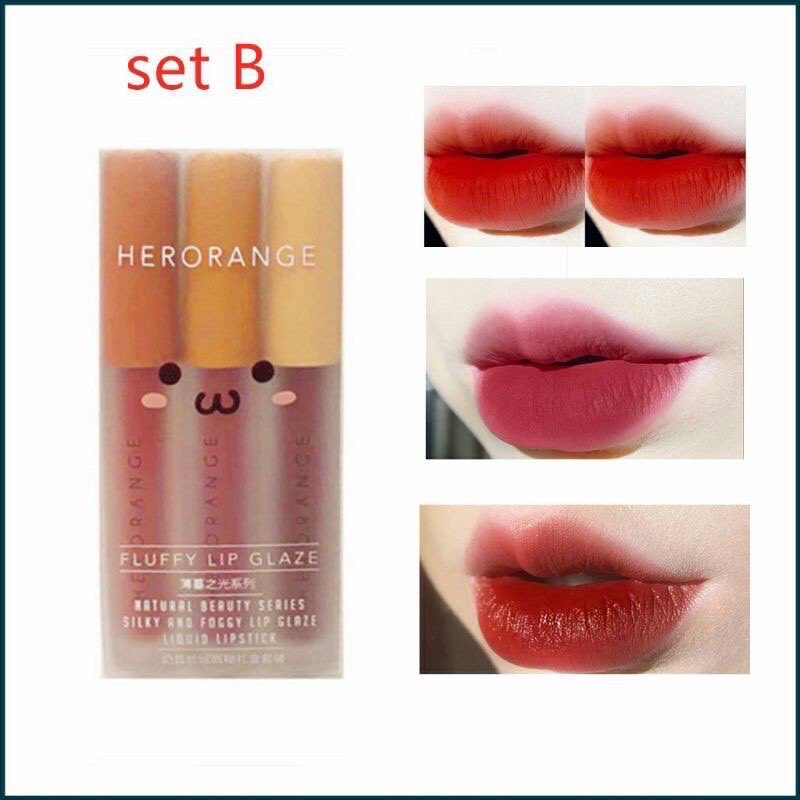 [sẵn cả A và B]Set 3 Son kem Hero Orange Fluffy
