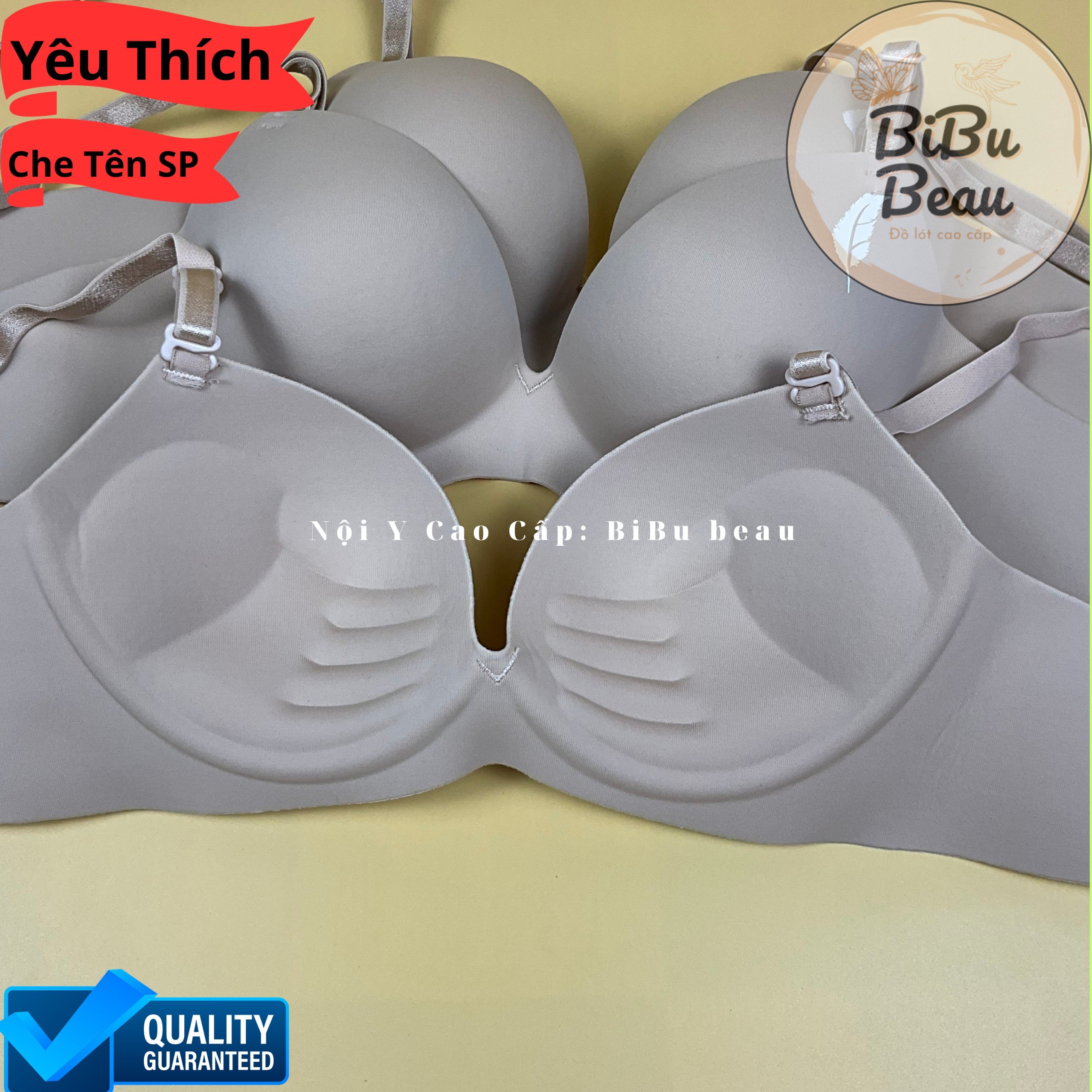 Áo Ngực Cao Su Non Không Gọng Mút Dày 3cm , Áo Lót Bàn Tay Siêu Êm Hình Lông Vũ - Nội Y Cao Cấp: BiBu Beau