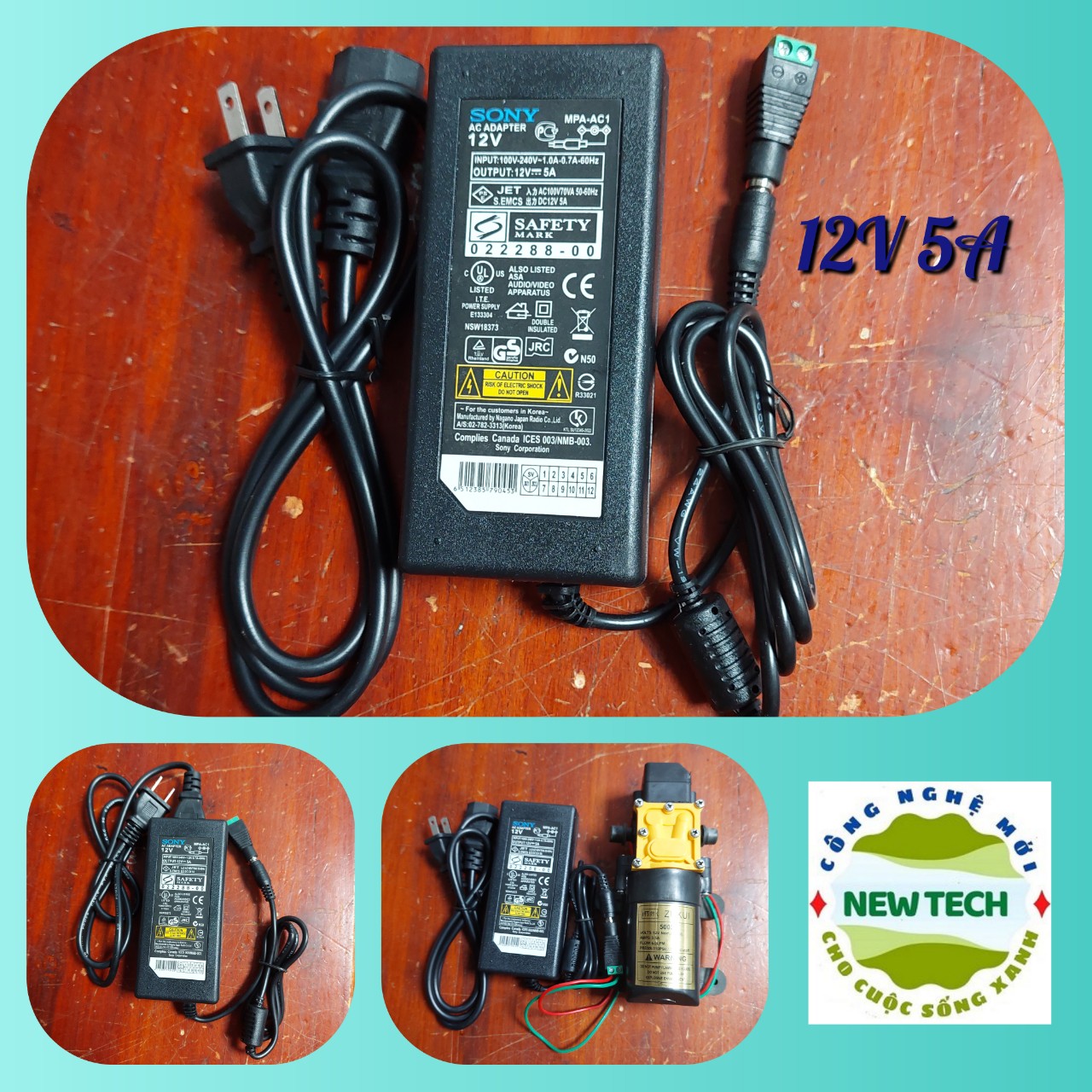 Nguồn Adapter 12V 5A dùng Cho máy bơm Mini đơn