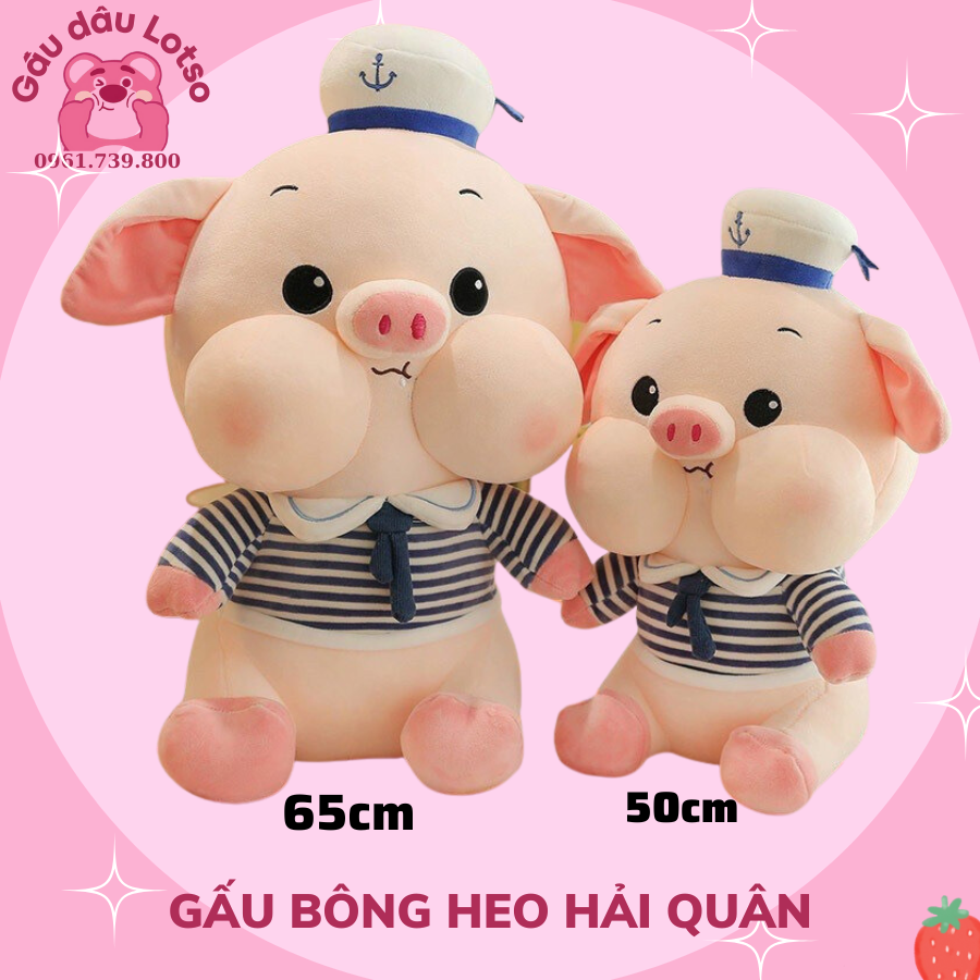 Gấu bông heo hải quân má phúng phính size 60cm