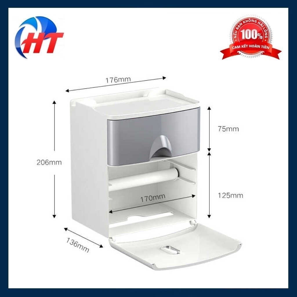 Hộp đựng giấy vệ sinh MENEN 2 ngăn cao cấp treo tường HD00013