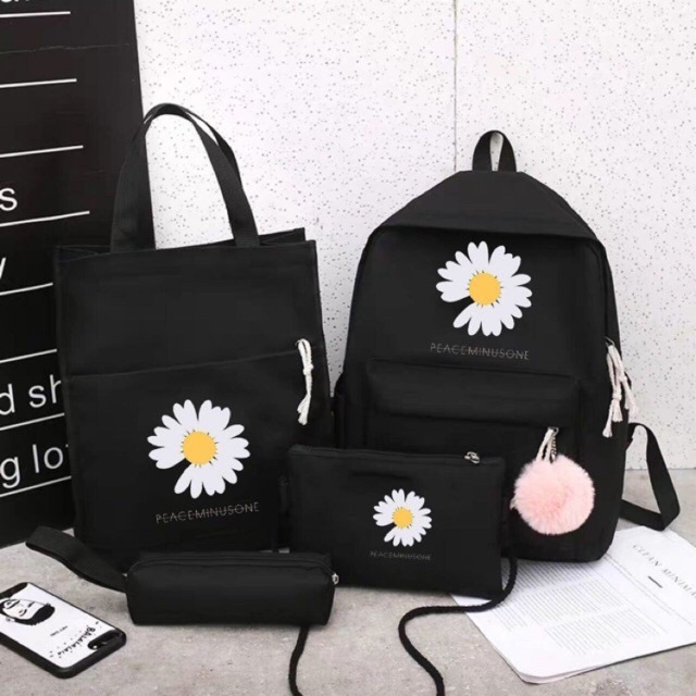 Mhl balo set 4 món hình hoa cúc trắng siêu hot
