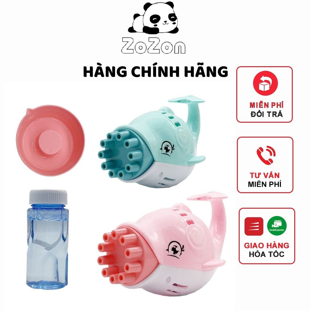 Đồ Chơi Máy Phun Thổi Bong Bóng Xà Phòng Cầm Tay 10 Nòng Tự Động Hình Cá Heo Siêu Dễ Thương Có Kèm Nước Xà Phòng