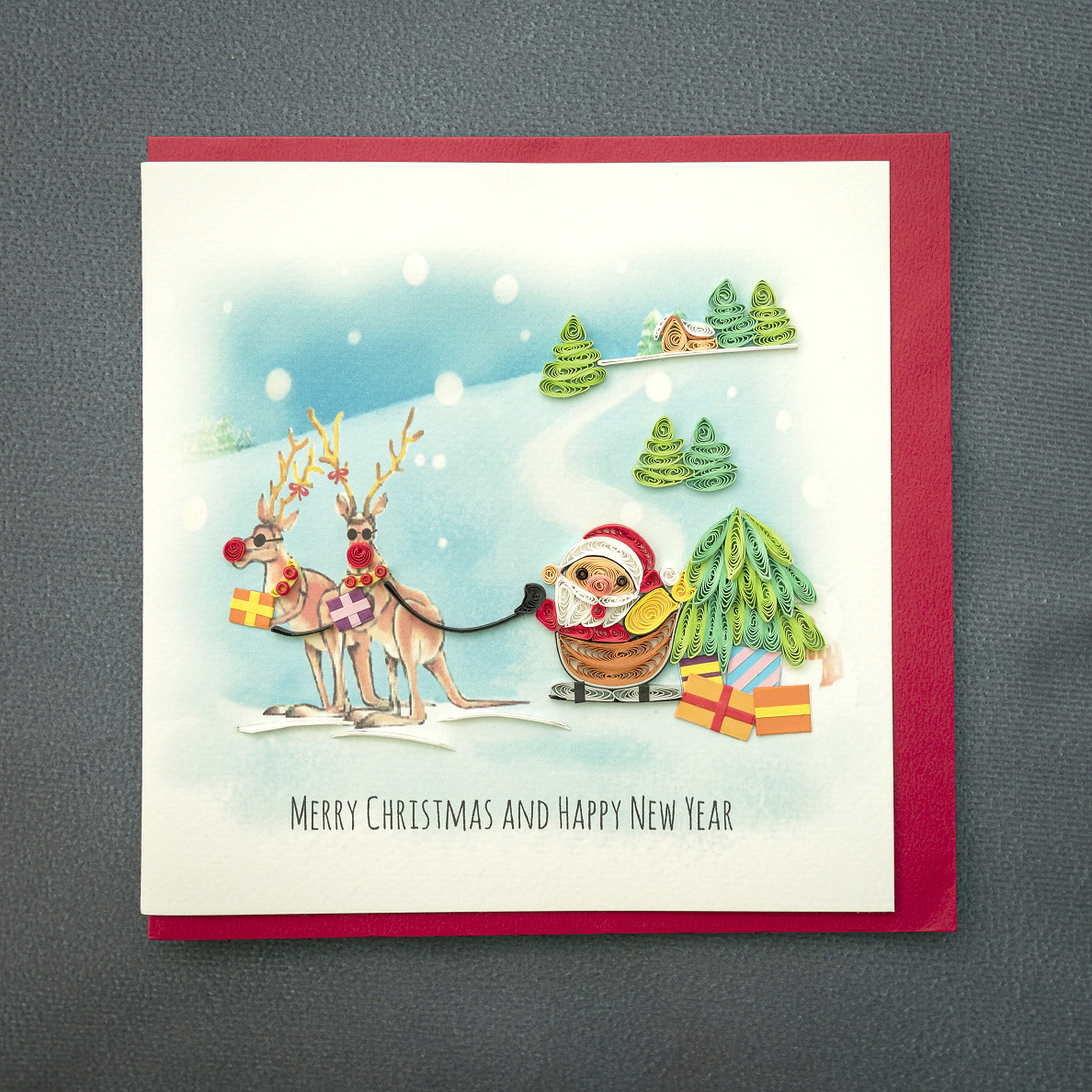 [HCM]Thiệp Giấy Xoắn Giáng Sinh NOEL24 15x15 cm - Merry Christmas (Quilling Card/ Handmade)