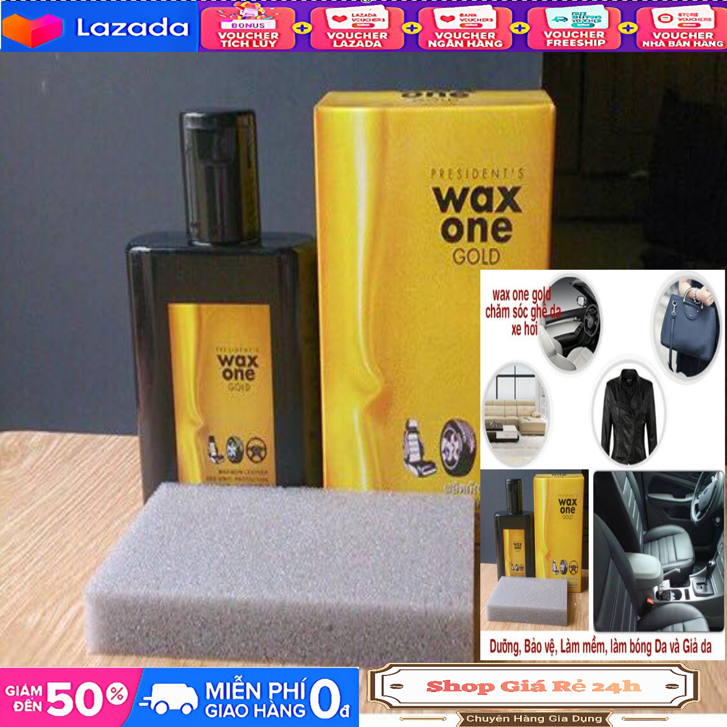 Chai Dung Dịch Phục Hồi Nhựa Nhám Đen - Đánh bóng nội thất ô tô và đồ da Wax one gold 135ml