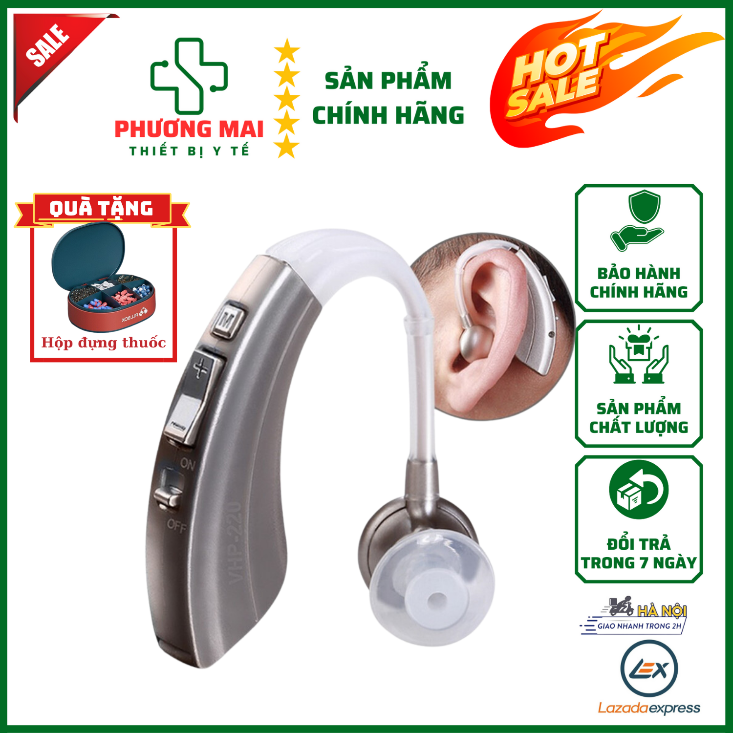 Tai nghe trợ thính máy trợ thính VHP220. Khuếch Đại Âm Lượng Giảm Tiếng ồn Bộ Xử Lý Âm Thanh Thông Minh Người Kém Thính Lặng Tai.