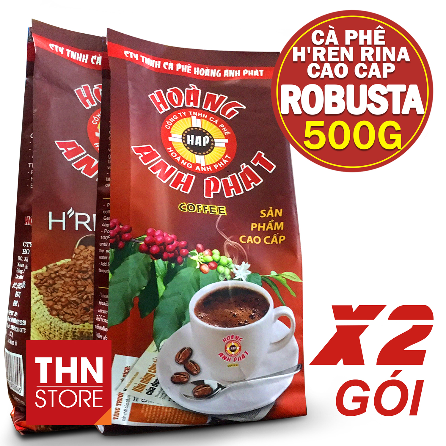 Cà Phê Pha Phin Hoàng Anh Phát H’REN Cao Cấp - 2 x Gói 500g