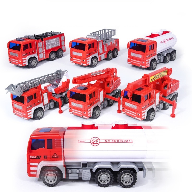HỘP ĐỒ CHƠI MÔ HÌNH 6 XE CỨU HỎA 2 LOẠI TO VÀ BÉ - ĐỒ CHƠI XE Ô TÔ CỨU HỎA CHO BÉ