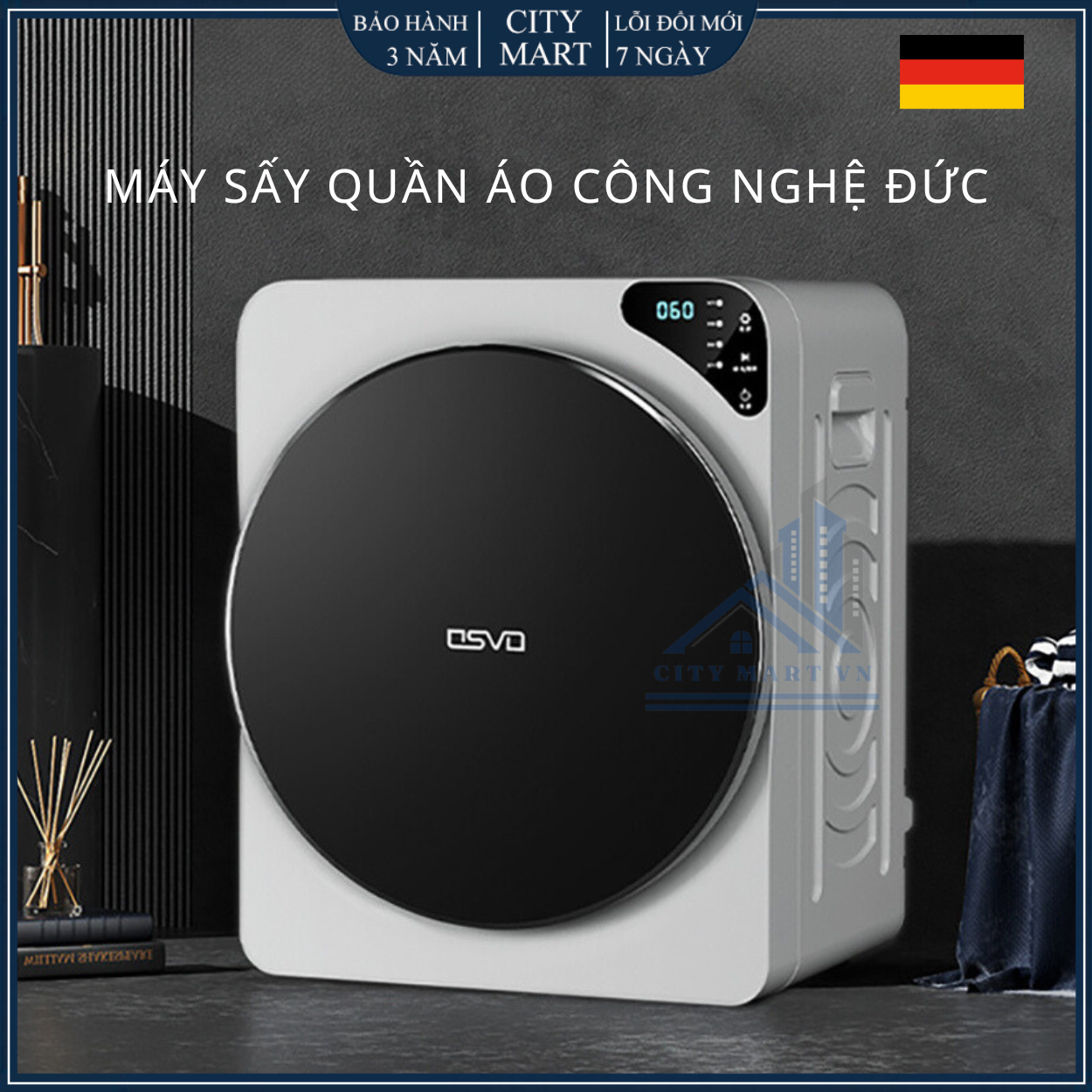 Máy sấy thông hơi Osvo 4kg máy sấy quần áo khử trùng máy sấy quần áo nhanh hoàn toàn tự động chống nhăn quần áo Bảo hành 2 năm