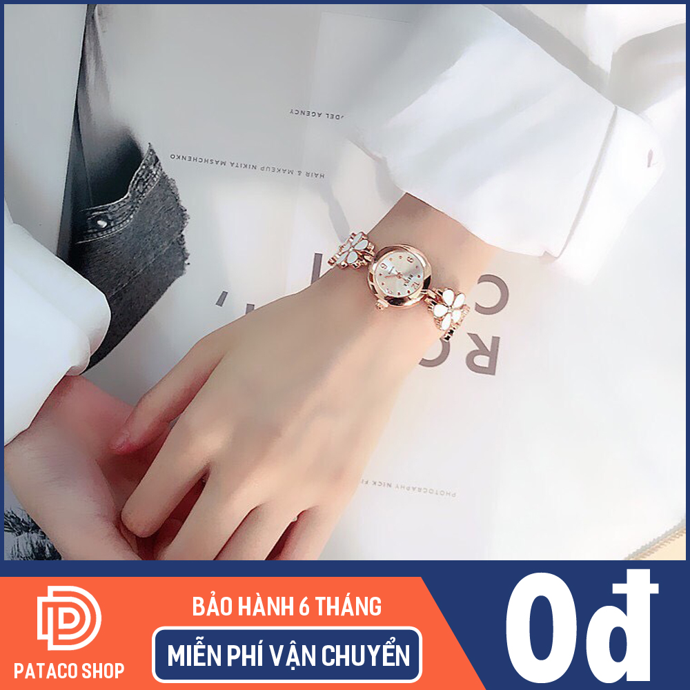 Đồng hồ nữ lắc tay thời trang B129 dây kim loại hình hoa cực sang trọng có chống nước sinh hoạt nhẹ, Bảo hành 6 tháng