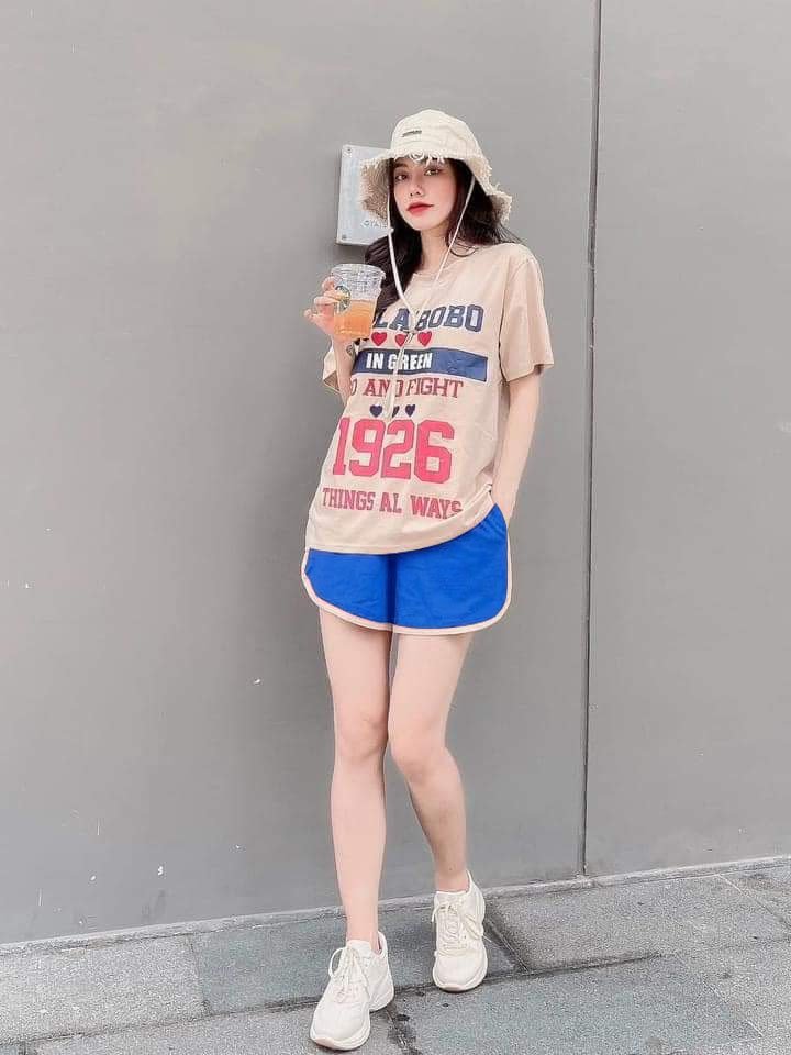 Đồ bộ mặc nhà mùa hè năng động, bộ đồ đùi mặc nhà in chữ