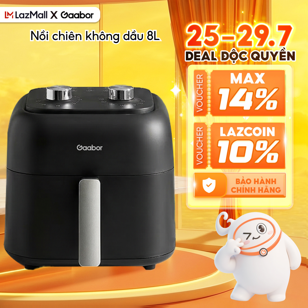 Nồi chiên không dầu 8 lít Gaabor AF-80M02A công suất 1600W điều chỉnh nhiệt độ và thời gian - Bảo hành 12 tháng 1 đổi 1