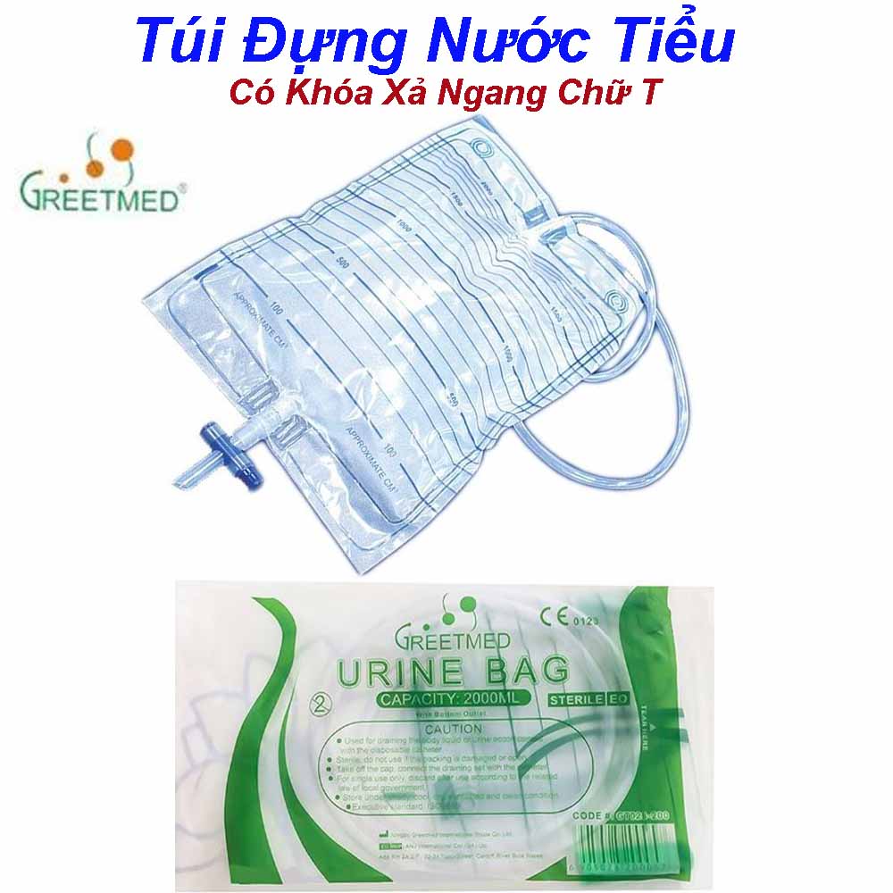 Túi Đựng Nước Tiểu Greetmed Gói 10 Túi Có Khóa Xả Ngang Chữ T