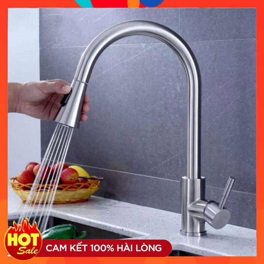 Vòi rửa chén | vòi rửa bát inox 304 cao cấp dây rút giormani vrb25 - tặng đôi dây cấp nước inox