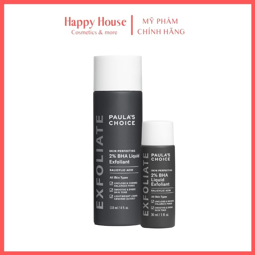 [SALE SOCK] Tẩy da chết hóa học 2% Bha liquid 30ml làm sạch mụn đầu đen-Happy House