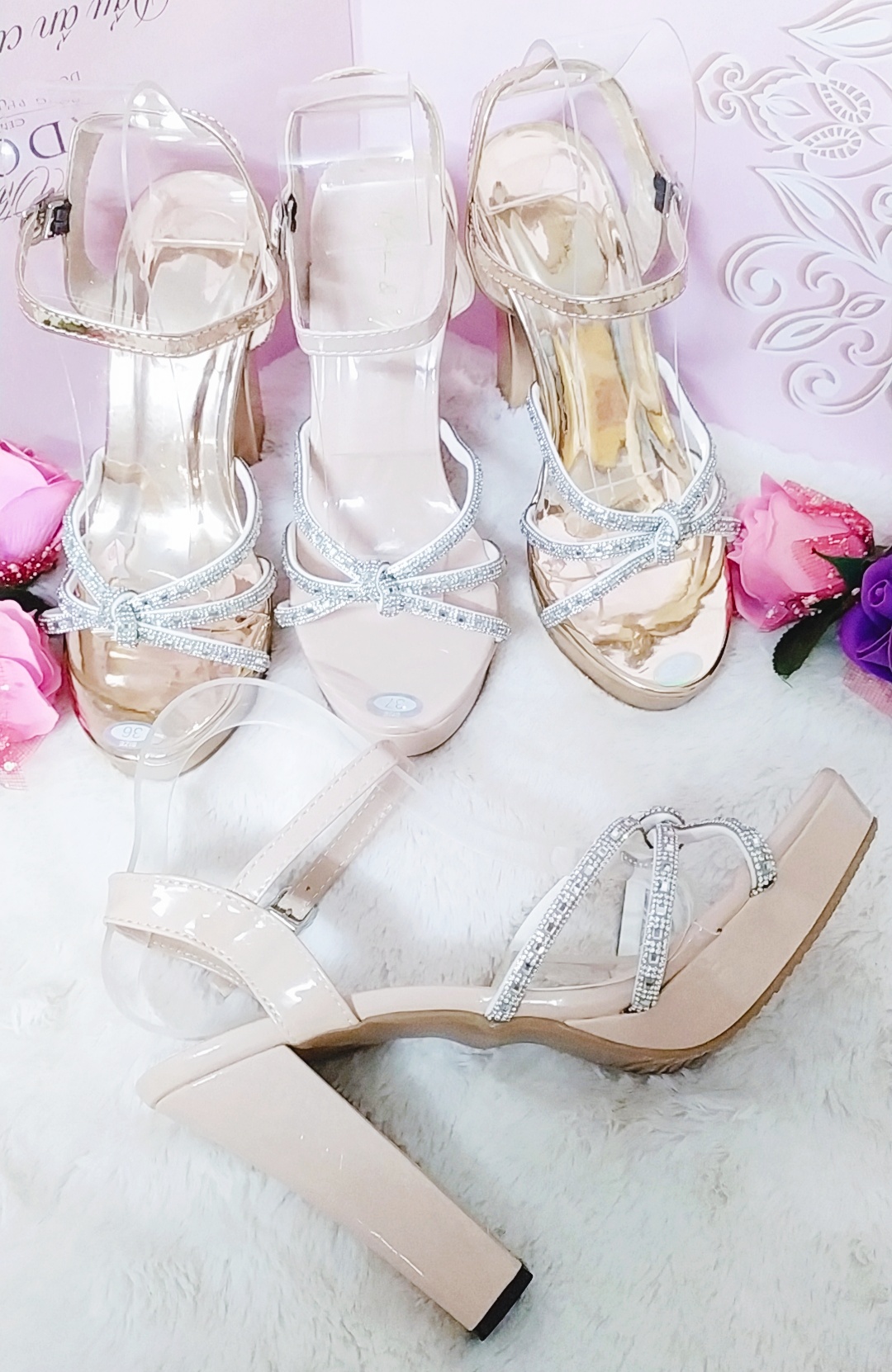 [HCM]Giày cao gót nữ qua đan chéo đính đá gót trụ cao 11cm, size từ 36 đến 40, thích hợp đi chơi đi tiệc