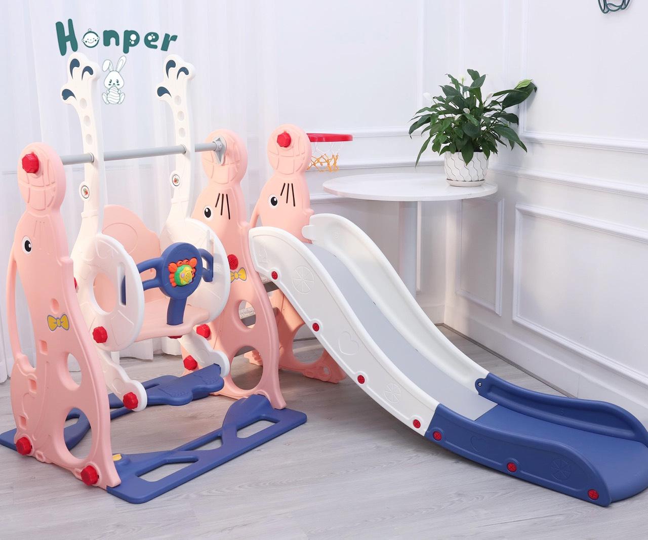 Cầu trượt, xích đu, bóng rổ liên hoàn Honper phân phối chính hãng Mon Kids Store
