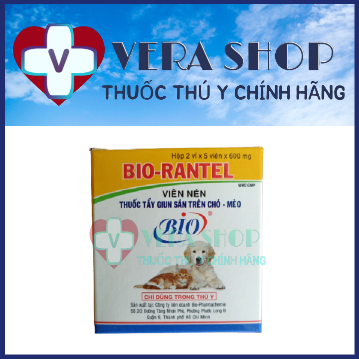 BIO RANTEL 10 VIÊN - Thuốc tẩy giun cho chó mèo, sổ lãi chó mèo dạng viên nén - Sỉ Lẻ Thuốc Thú Y