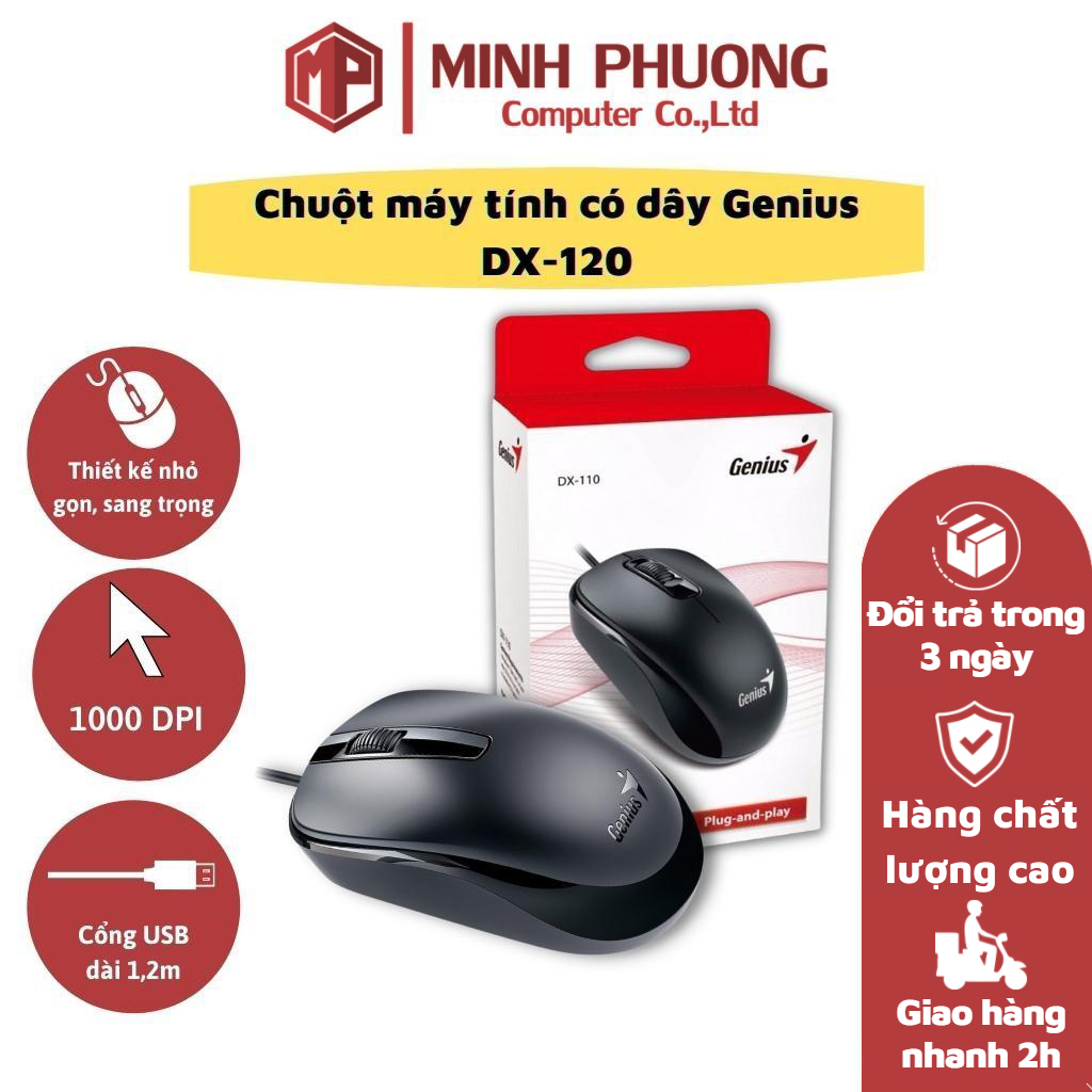 Chuột quang có dây Genius DX-120 (Đen)