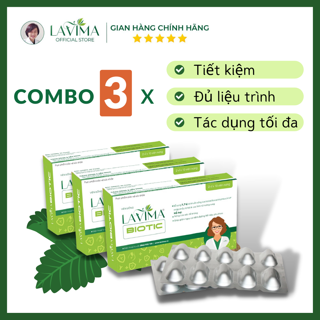 Combo 3 hộp Viên uống phụ khoa - Men vi sinh vùng kín LAVIMA BIOTIC - Liệu trình 1 tháng - Tiết kiệm - Công ty Dược Mỹ Phẩm Lavima 1