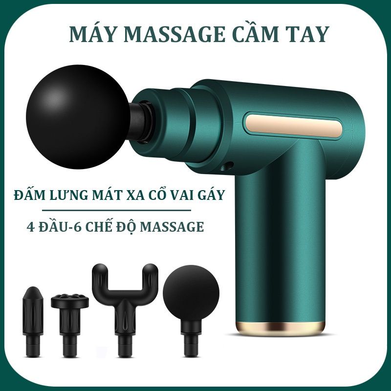 Súng Massage Cầm Tay Không Dây Xiaomi Giảm Đau Nhức, MÁY MASSAGE GUN KH-720 CỔ ĐỒNG 6 CHẾ ĐỘ ( 4 ĐẦU ) Massage Tác Động Sâu, Giảm Đau Hiệu Quả, Giãn Cơ Chuyên Sâu Bảo Hành 12 Tháng