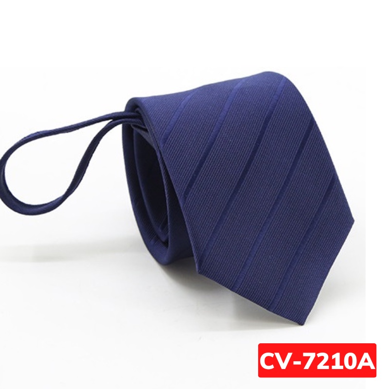 Calavat Nam 7cm thắt sẵn khóa kéo màu xanh kẻ chéo, Cravat cao cấp cho chú rể, Cà vạt công sở, Cavat dự tiệc