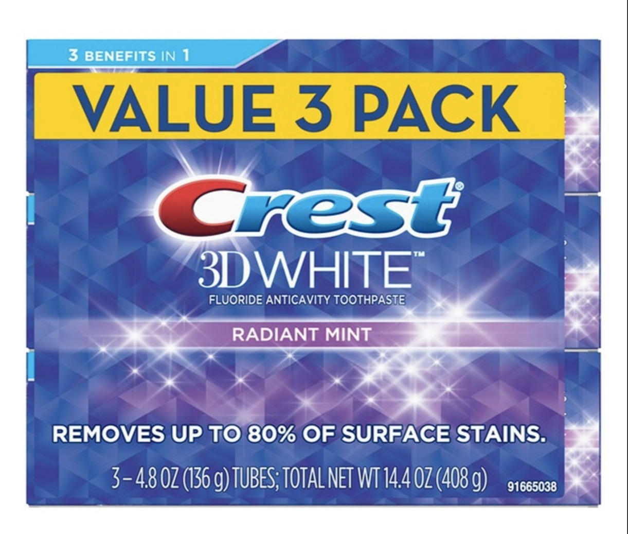 [HCM]Kem đánh răng Crest 3D White Brilliance & Radiant Mint Peppermint 12H Improve Formula 3 pack 116g 348g new