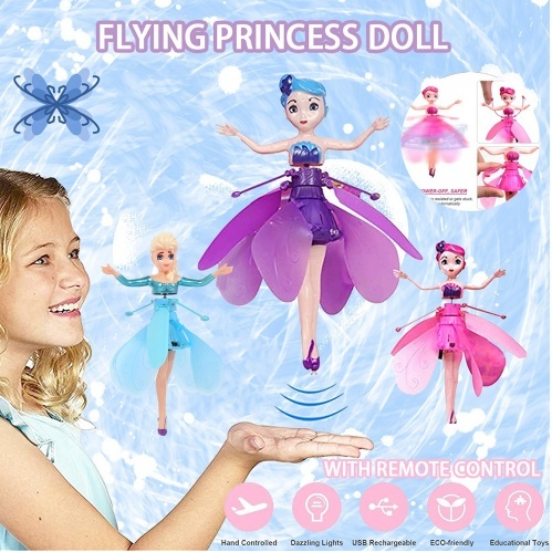 Búp bê bay cảm ứng phát sáng elsa, đồ chơi cảm ứng đặt tay lên là bay nàng tiên bay elsa