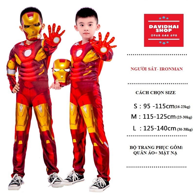 Quần Áo Hóa Trang Trẻ Em IronMan Người Sắt Siêu Nhân
