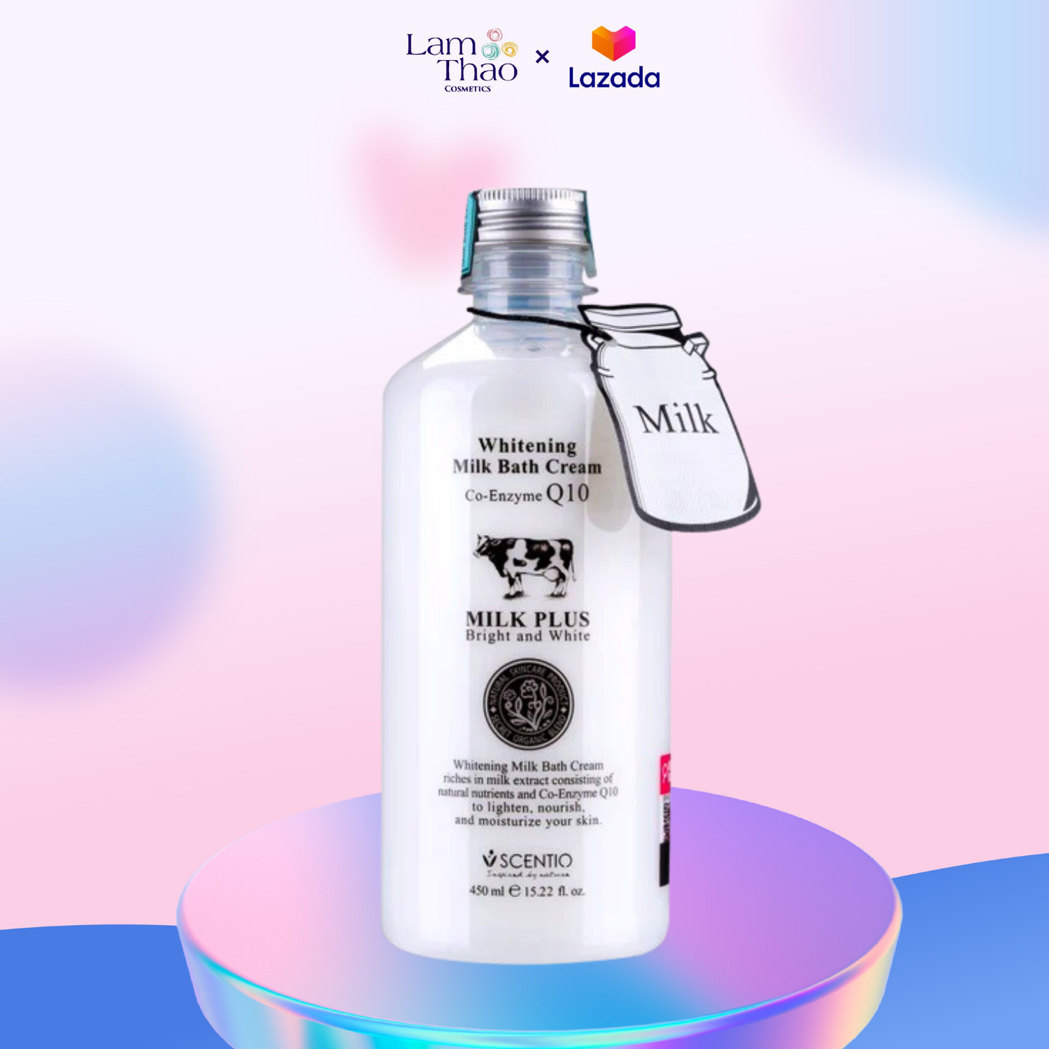 Kem Tắm Trắng Da Trẻ Hoá Scentio Milk Plus Whitening Milk Bath Cream 450ml
