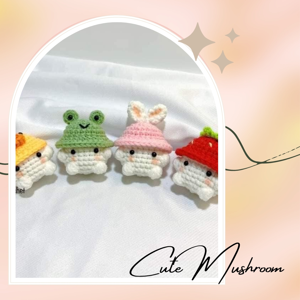 Móc khoá nấm đội mũ mini bằng len siêu dễ thương- móc khoá mini, móc khoá len mini handmade tặng người yêu - Đồ handmade