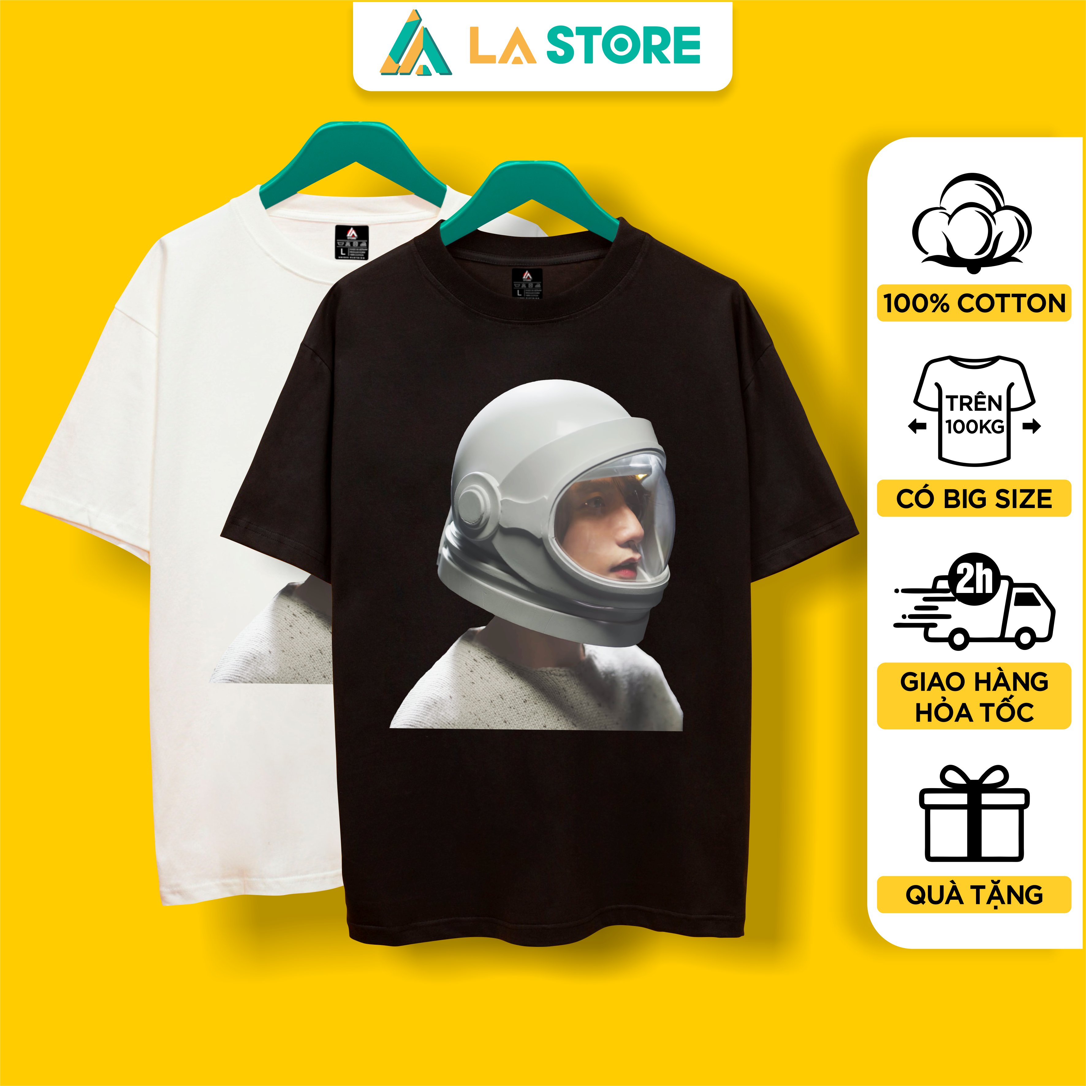 Áo thun unisex cotton sơn tùng m-tp phi hành gia form rộng tay lỡ nam nữ có big size | lạ store